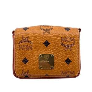 MCM Glam Visetos Pouch, Brown, Women's